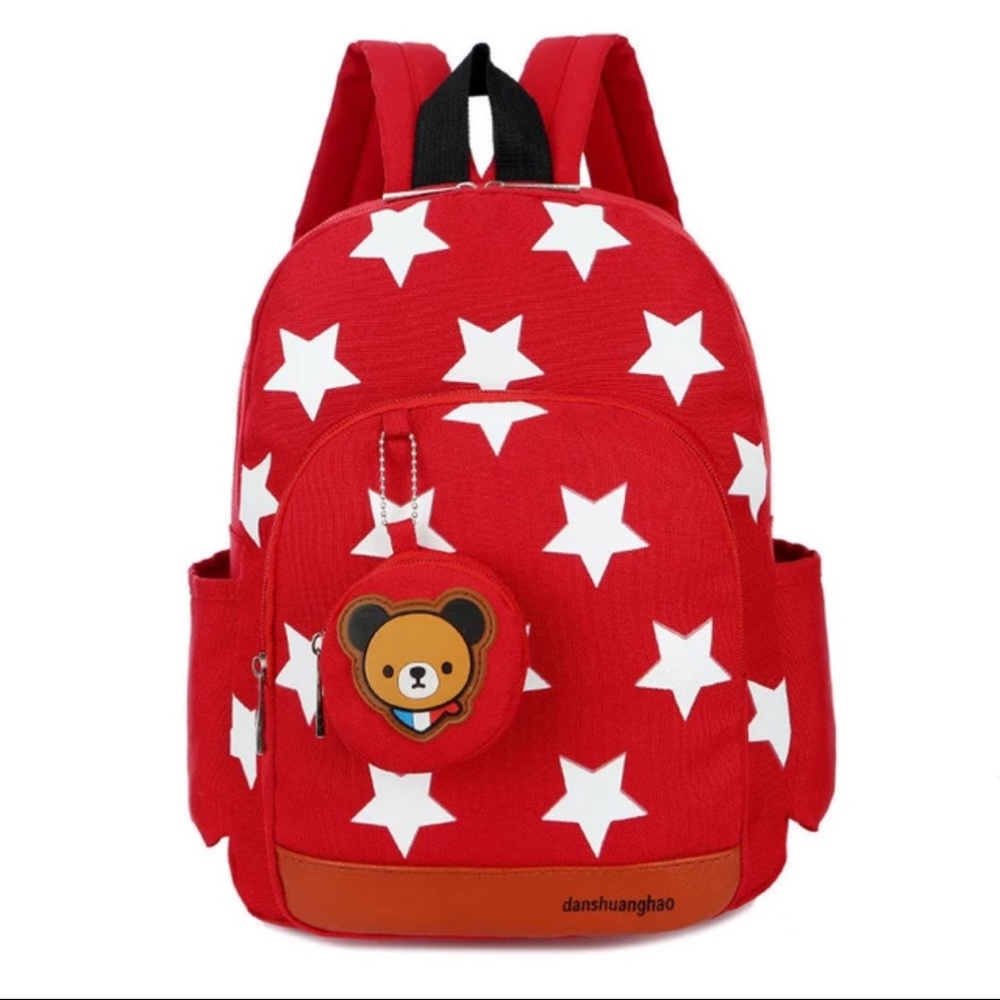 Kids School Bags Canvas Cute Star Pattern Travel Backpack